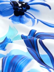 White/Blue Porcelain Bandeau Ruched Leg Tummy Control Shaping Swimsuit - Image 8 of 9