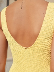 Yellow Crinkle Wide Strap Tummy Control Scoop Swimsuit - Image 6 of 6