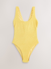 Yellow Crinkle Wide Strap Tummy Control Scoop Swimsuit - Image 7 of 9