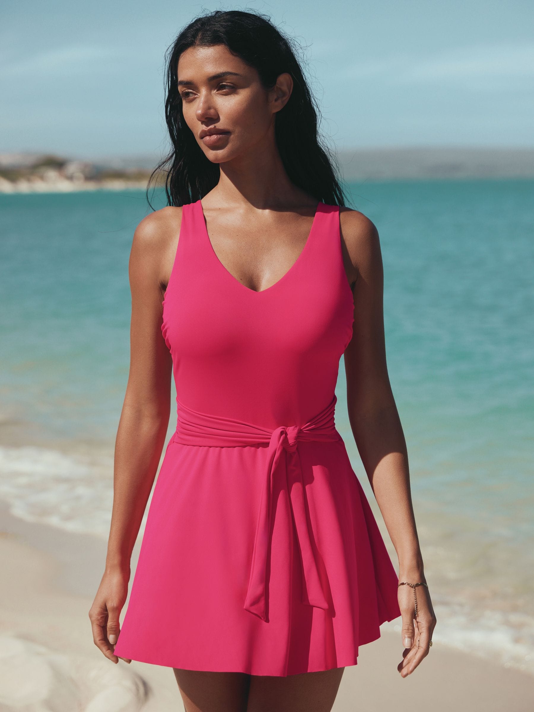 light pink and white dress Pink & White Stripe Short Sleeve Mini Dress - All Dresses main image 1