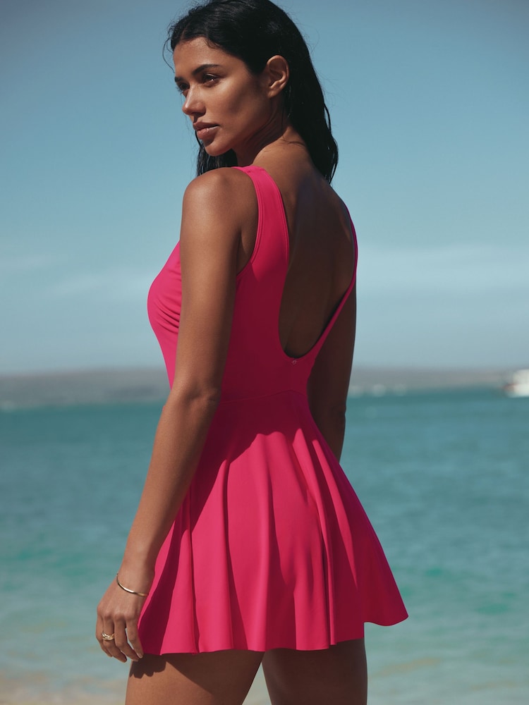 Buy Pink Shaping Tummy Control Skirted Swim Dress from Next USA
