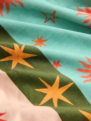 Pink/Green Embellished Beaded Star Print Bandeau Ruched Leg Tummy Control Shaping Swimsuit - Image 2 of 4