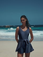 Navy Period Skirted Tummy Control Swim Dress - Image 3 of 9