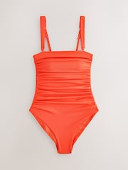 Orange Gathered Tummy Control Bandeau Swimsuit - Image 7 of 9