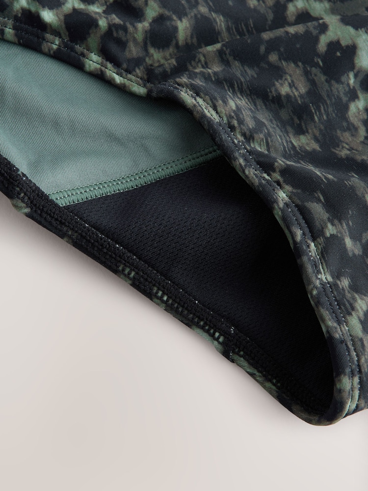 Green/Black Leopard Print High Neck Period Swimsuit - Image 11 of 11