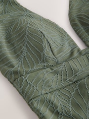 Textura de folha verde cáqui - Roupa de banho para controle de barriga em forma de mergulho - Imagem 3 de 5