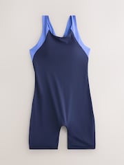 Navy Blue Panelled Tummy Control Unitard Swimsuit - Image 6 of 9