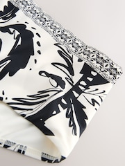 Black/Cream Palm High Waist Tummy Control Bikini Bottoms - Image 8 of 8