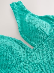 Verde Água com Textura Enrugada - Roupa de banho para controle de barriga em forma de mergulho - Imagem 3 de 4