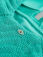 Verde Água com Textura Enrugada - Roupa de banho para controle de barriga em forma de mergulho - Imagem 4 de 4