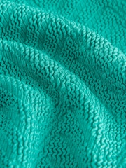 Aqua Green Crinkle Textured Plunge Shaping Tummy Control Swimsuit - Image 7 of 9