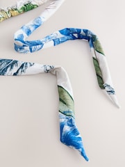 Cream/Navy Parrot Print Embellished Triangle Bikini Top - Image 3 of 4