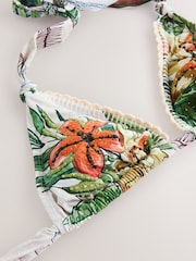 Krem boja/mornarski Print papagaja - Ukrasen trokutasti bikini top - Slika 6 od 8