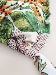 Krem boja/mornarski Print papagaja - Ukrasen trokutasti bikini top - Slika 8 od 8