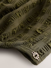 Olive Green Seersucker Non Padded Underwired Bikini Top - Image 8 of 8