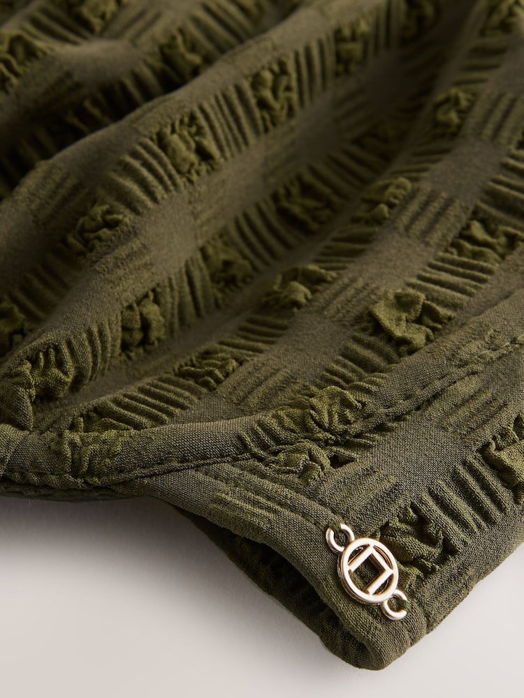 Olive Green Seersucker Non Padded Underwired Bikini Top - Image 8 of 8