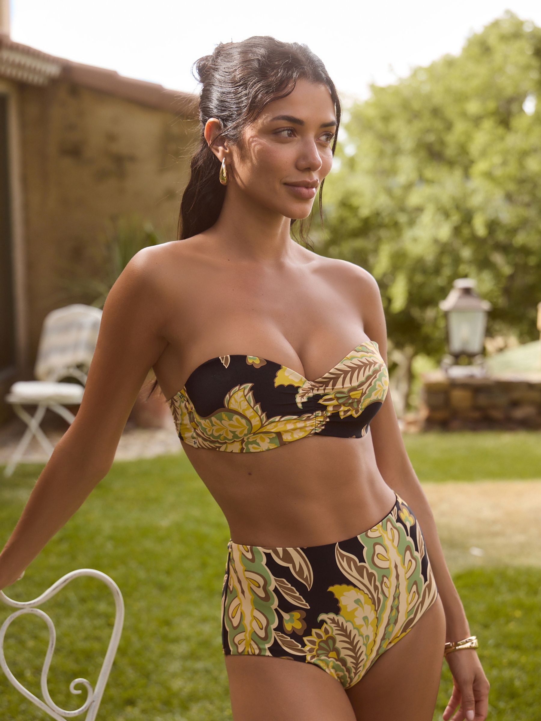 nagonstans ビキニトップ ペイント柄 サイズ36 Buy Black/Green Paisley Wired Bandeau Bikini Top from Next USA