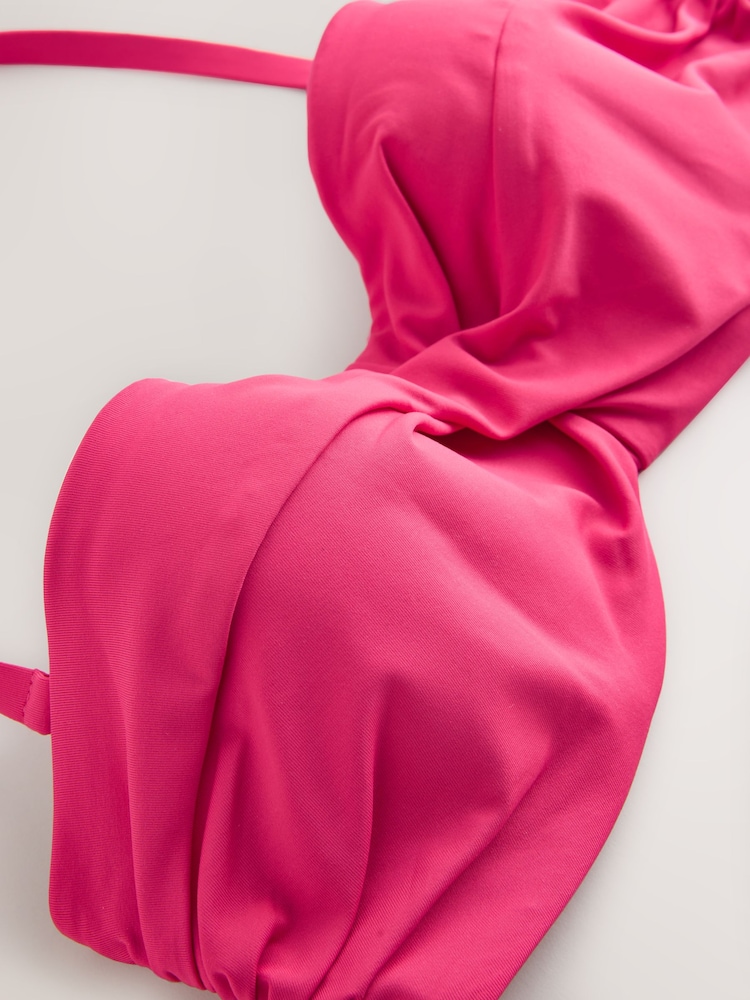 Růžová - Bikini top bandeau s překroucením a kosticemi - Obrázek 8 z 8