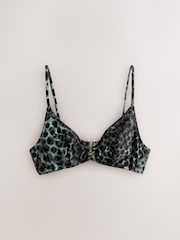 Green/Black Leopard Print Non Padded Underwired Bikini Top - Image 1 of 4