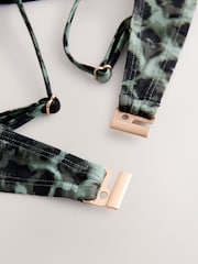 Green/Black Leopard Print Non Padded Underwired Bikini Top - Image 3 of 4