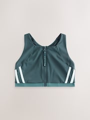 Teal Green Active High Neck Crop Bikini Top - Image 1 of 4