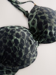 हरियो/कालो चितुवाको छाप - प्याडेड वायर्ड बिकिनी टपलाई आकार दिने - 9मध्ये 7 तस्बिर