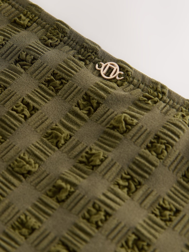 Olive Green Seersucker High Leg Bikini Bottoms - Image 7 of 7