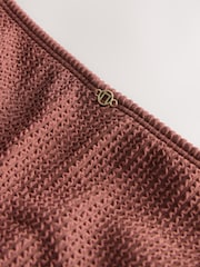 Ciocolată Maro Material încrețit - Hardware Bikini Bottoms - Imaginea 2 din 3