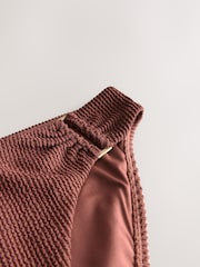 Ciocolată Maro Material încrețit - Hardware Bikini Bottoms - Imaginea 3 din 3