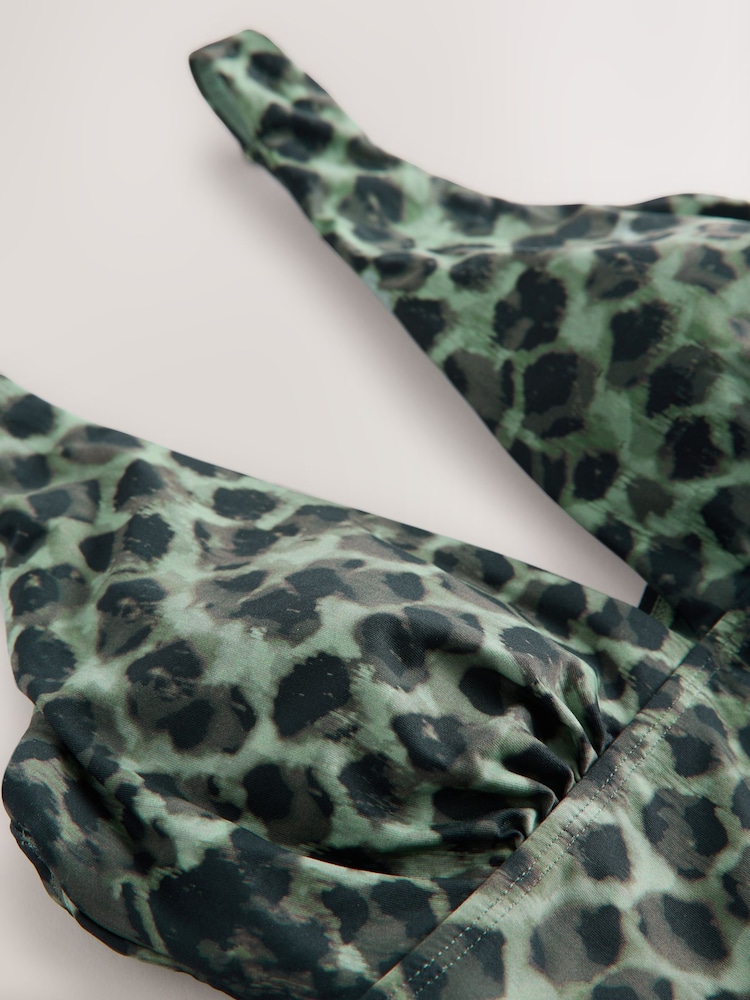 Green/Black Leopard Print Plunge Tummy Control Tankini Top - Image 2 of 3 Green/Black Leopard Print Plunge Tummy Control Tankini Top - Image 2 of 3