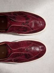 ឥទ្ធិពល Crocs ក្រហម - ហត្ថលេខា Leather Chunky Wedges Platform Trainers - រូបភាព 4 នៃ 6