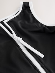 self. Monochrome High Neck Swimsuit with Zip - Image 7 of 9