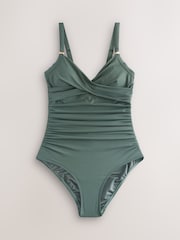 Khaki Green/Cream Floral Tummy Control Swimsuits 2 Pack - Image 3 of 7