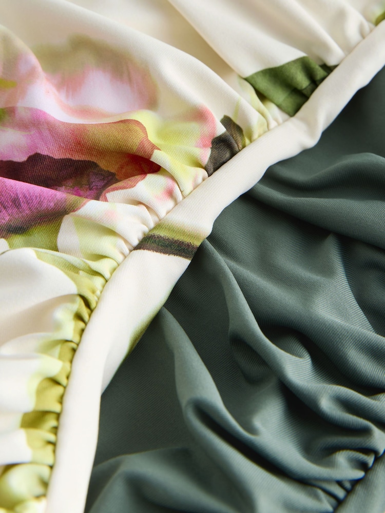 Khaki Green/Cream Floral Tummy Control Swimsuits 2 Pack - Image 7 of 7 Khaki Green/Cream Floral Tummy Control Swimsuits 2 Pack - Image 7 of 7