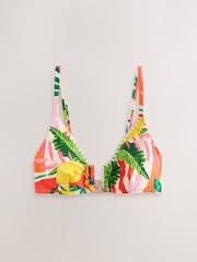 Red/Green Tropical Whipstitch Crop Bikini Top - Image 6 of 9