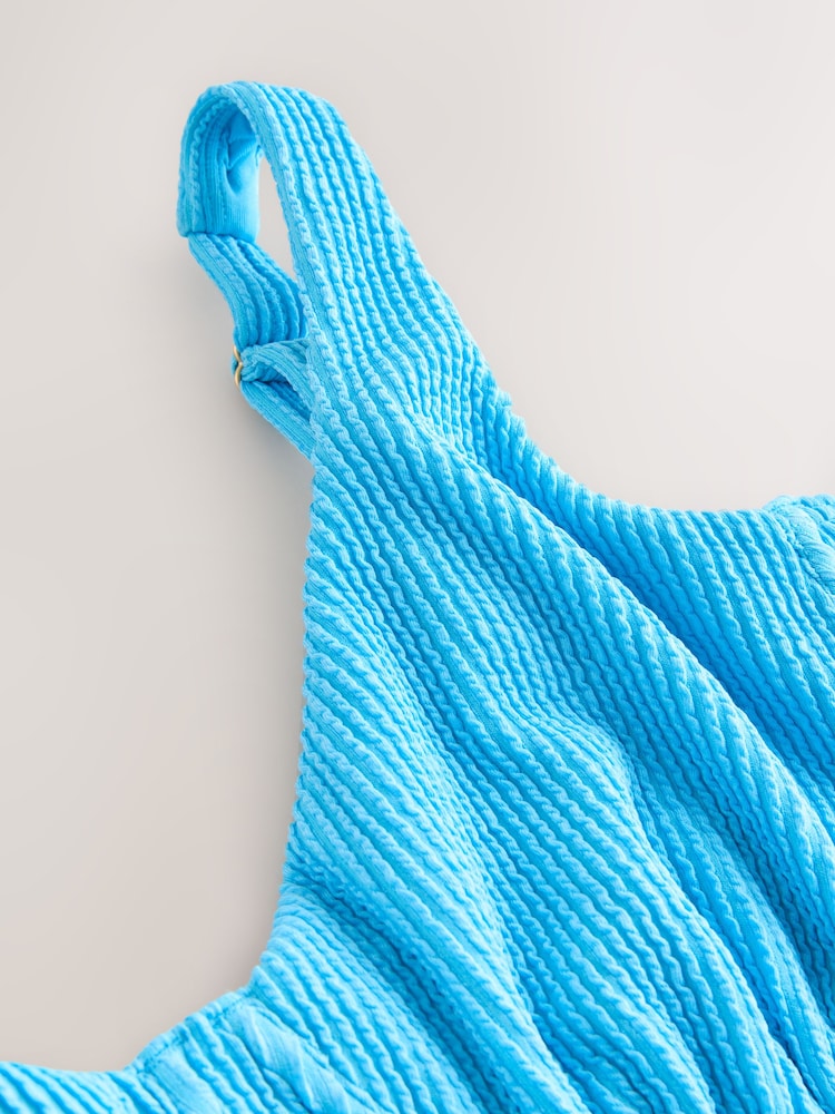 Aqua Blue Crinkle Tummy Control DD+ Wired Swimsuit - Image 2 of 4 Aqua Blue Crinkle Tummy Control DD+ Wired Swimsuit - Image 2 of 4