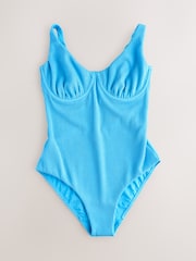 Aqua blue Crinkle - Tummy Control DD Wired Swimsuit - រូបភាព 5 នៃ 8