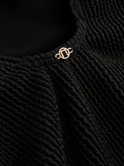 Schwarzer Crinkle mit weißen Spitzen - Tummy Control DD+ Badeanzug mit Bügel - Bild 8 von 9