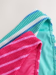 Pink/Aqua White Crinkle Stripe High Leg Bikini Bottoms 2 Pack - Image 4 of 5