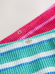 Pink/Aqua White Crinkle Stripe High Leg Bikini Bottoms 2 Pack - Image 5 of 5