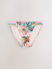 Green/Pink Conversational Bordered High Leg Bikini Bottoms - Image 6 of 9