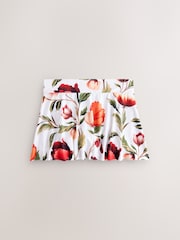 White/Red Floral Swim Skirt Bikini Bottoms - Image 1 of 3