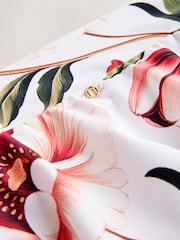 White/Red Floral Swim Skirt Bikini Bottoms - Image 2 of 3