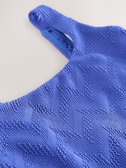 צבע כחול דרדר עם מרקם - בגד ים מחטב עם צווארון מחשוף עמוק - תמונה 7 מתוך 9