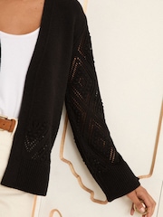 Love & Roses Black Bobble Stitch Cardigan - Image 2 of 4