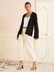 Love & Roses Black Bobble Stitch Cardigan - Image 3 of 4
