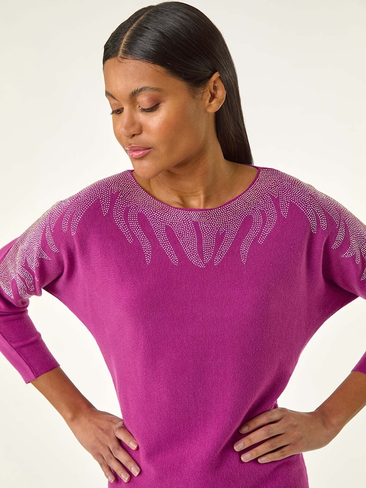 Rosa - Roman Embellished Neck Knit Jumper - Imagem 1 de 5
