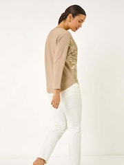 Roman Natural Sequin Textured Knit Jumper - Image 3 of 5