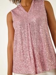 Roman Pink Sequin Front Pleat Vest - Image 5 of 5
