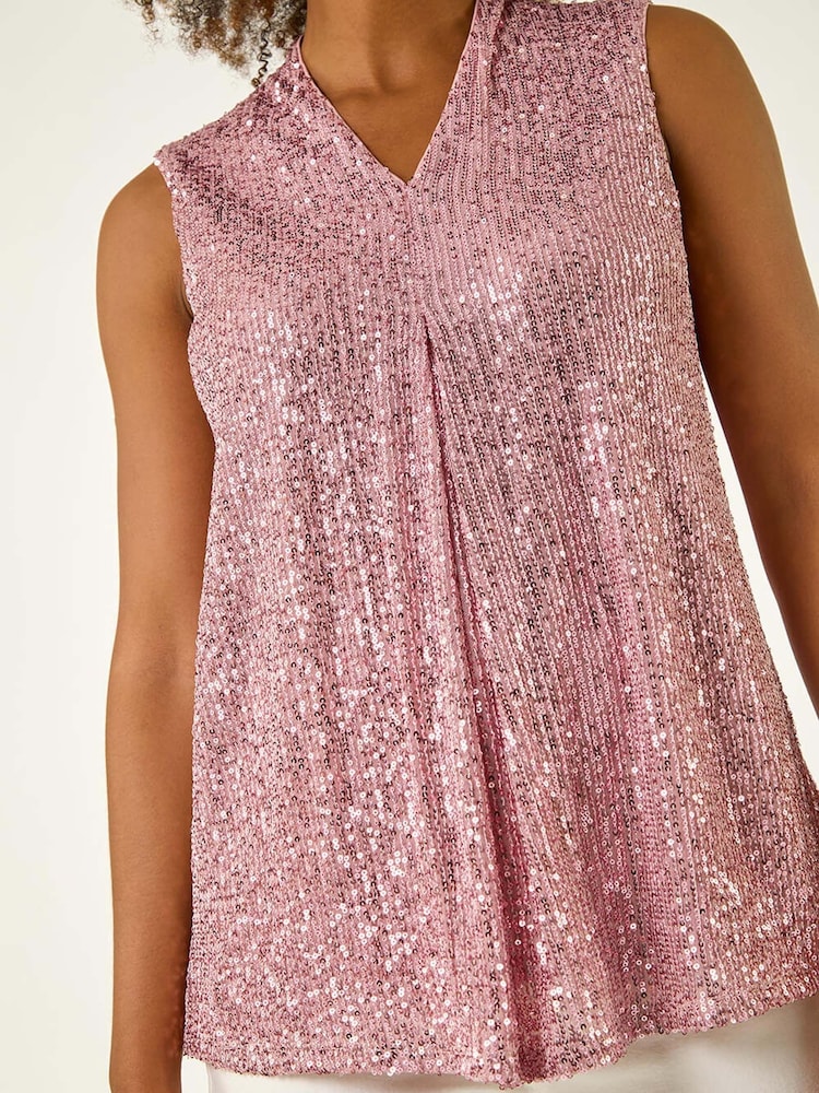 Roman Pink Sequin Front Pleat Vest - Image 5 of 5